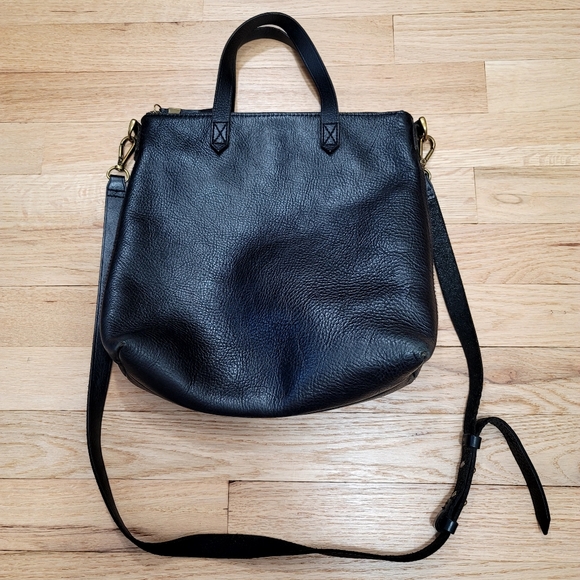 Madewell Bags Madewell Zip Transport Leather Crossbody Black Gold